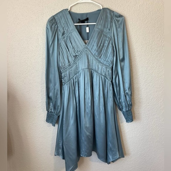 NWT AllSaints Esta Mini Dress in Blue Slate Size 2 - Picture 7 of 14